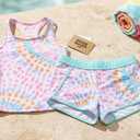  Girls' Swimwear UPF 50+ High-Neck Stretchable Racerback Bikini Set s 7/8
