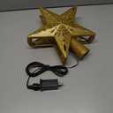 DG-Direct Christmas Tree Topper Lighted Star [Gold],3D Hollow Sparkling Star Christmas Tree Topper with Rotating Magic Cool White Snowflake Projector for Christmas Tree Ornament (Gold)