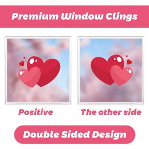9 Sheets Valentine's Day Window Clings,Double-Sided Glass Window Stickers Decor,Reusable Red Pink Love Heart Stickers Decals for Home Wedding Anniversary Party Store Glass Holiday Decoration (V01)