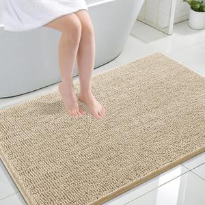 OLANLY Bathroom Rugs 44x32, Extra Soft Absorbent Chenille Bath Rugs, Rubber Backing Quick Dry, Machine Washable Bath Mats for Bathroom Floor, Tub and Shower, Home Decor Accessories, Beige