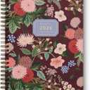 RIFLE PAPER CO. 2026 12-Month Softcover Spiral Planner, Includes Sections for Monthly Views, Contacts, Celebrations, Includes Pockets for Storage, Patterned in Dahlia