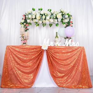 ShinyBeauty Sequin Tablecloth 50x80 Orange Rectangle Tablecloth Fabric Table Cover Shimmer Table Linen Cake Table Cloth for Wedding Party Event Decor (50x80'', Orange)