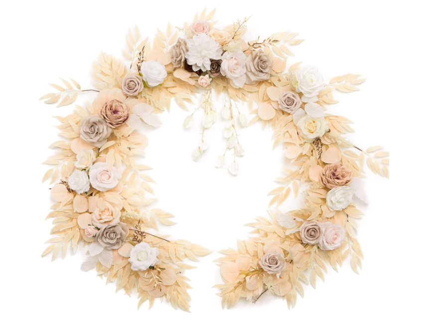 Ling's moment 2Pack 2ft Ivory Artificial Flowers Garland White & Beige Lantern Flower Centerpieces Wedding Aisle Decor Chair Flowers Arch Floral for Signs DIY Table Wall Window Cake Decoration