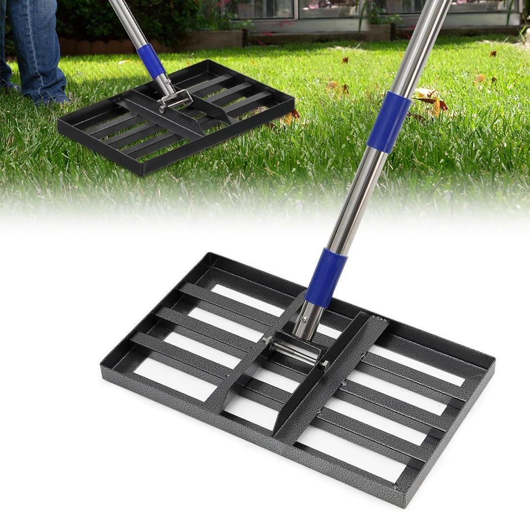 Lawn Leveling Rake, 5FT Heavy Duty 17"x10" Stainless Steel Leveler Plate, Leveling Rake,Ground Leveler for Yard, Soil, Dirt, Ground, Landscaping