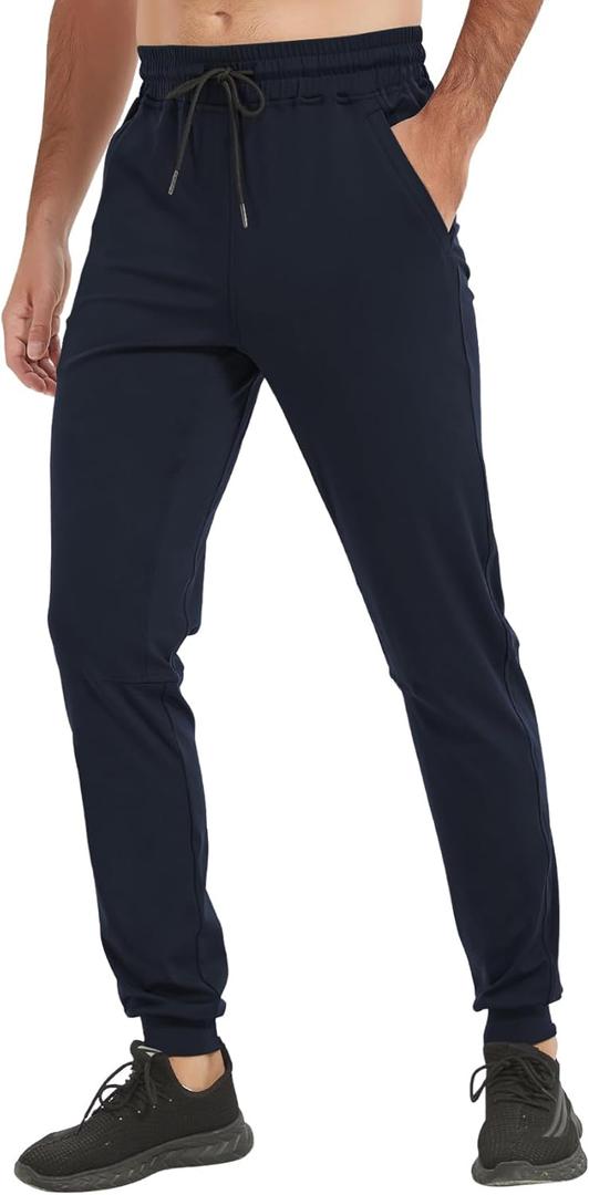 Ldtswch 38" Inseam Tall Mens Joggers Sweatpants Extra Long Zipper Pockets Athletic Pants for Jogging,Running (Blue, XL)