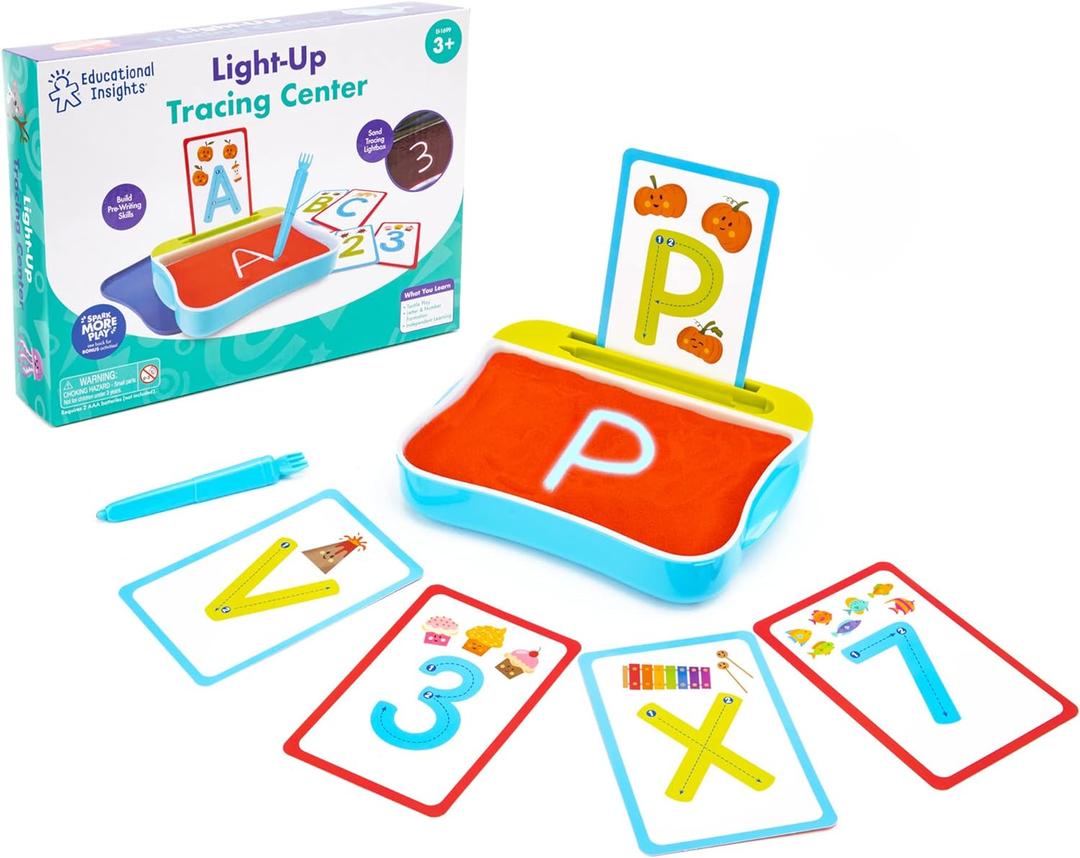 Educational Insights Light-Up Tracing Center - Toddler Learning Activities, Alphabet Learning Toys, Writing Practice for Kids, Learn to Write with Alphabet Flashcards, Letter Tracing for Kids, Ages 3+