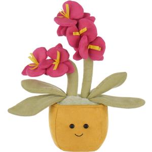Apricot Lamb Potted Butterfly Orchid Plush Stuffed Flowers for Kids, Soft Cute Plushies Toys for Baby Girl and Boy, Fluffy Potted Butterfly Orchid Pink