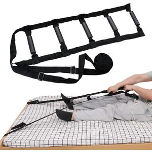 Bed Ladder Assist 160 Inch, Munzong Black Pull Up& Sit Up Assist Device, Assistive Bedside Straps w/ 5 Handle, Portable Rope Beds Ladder Helper for Elderly Senior Injury Handicap Patient Pregnant(4 m)