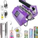 BetterSub 3in1 Tumbler Mug Heat Press Machine 30 OZ 20 OZ 16 OZ Sublimation Straight Skinny Tumbler Mug 3 OZ 1.5 OZ Shot Glass,11 OZ 15 OZ 16 OZ Sublimation Mug Heat Transfer (3in1 Purple)