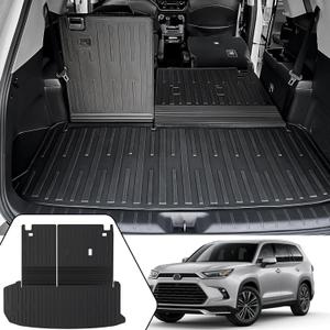 Cargo Mat with Backrest Mat 2-in-1 for 2024 2025 2026 Toyota Grand Highlander Car Mat Accessories, TPE All Weather Cargo Liner Trunk Mat(Grand Highlander-2 in 1 Trunk Mat)