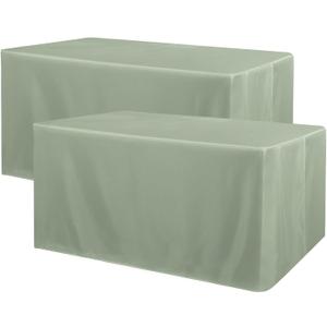 Obstal 2 Pack Table Clothes for 8 Foot Rectangle Tables - Water Resistant Washable Fabric Polyester Rectangle Table Cover Protector for Wedding, Banquet and Trade Shows, 96L x 30W Inches, Sage Green