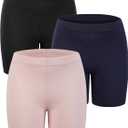 RieKet Girls Bike Cartwheel Shorts for Girls Toddler Under Dress Dance Short Kids Biker Shorts Black Navy Blue Pink 3 Pack 11-12 Years