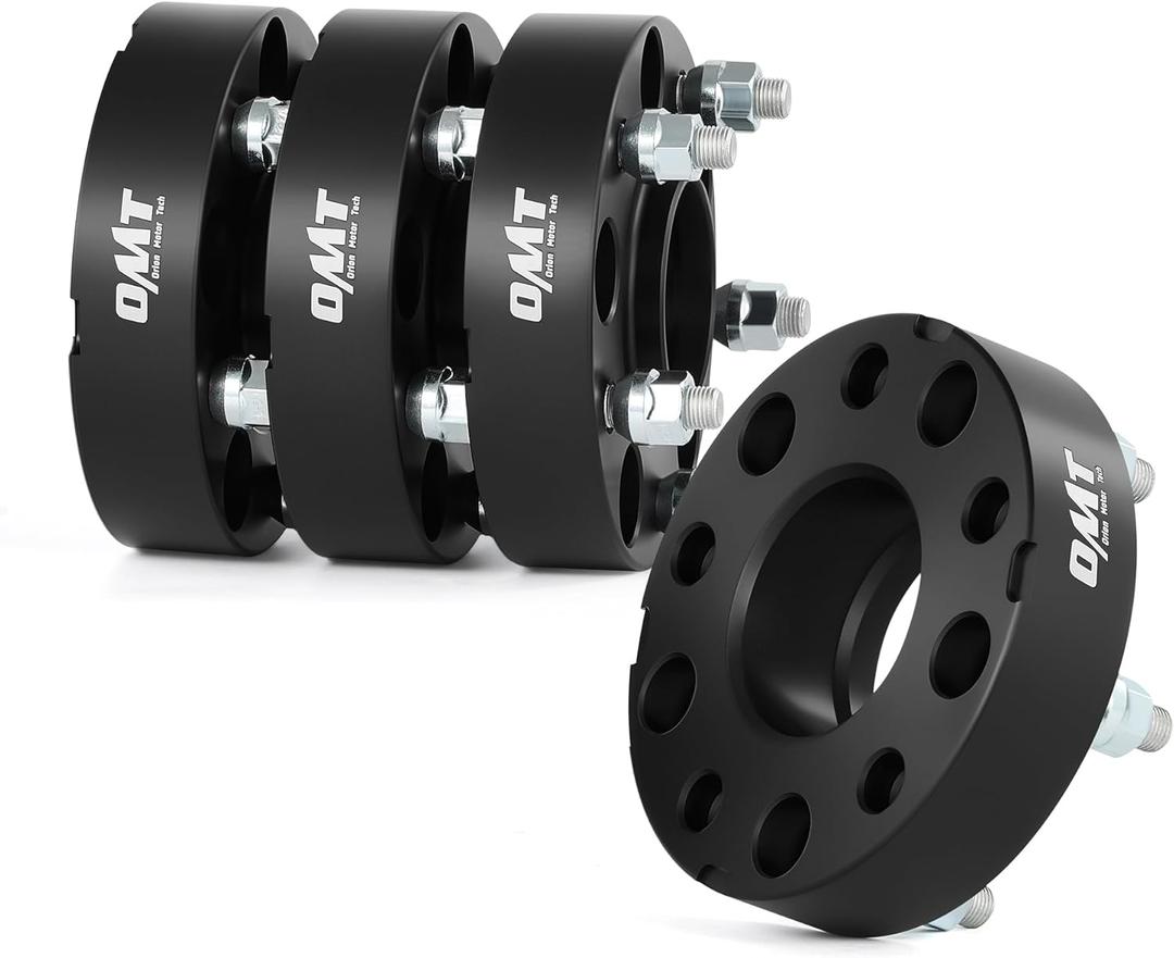 Orion Motor Tech 5x5 Wheel Spacers Compatible with Jeep Wrangler JK Grand Cherokee Commander, 1.5" Wheel Spacers with 1/2x20 Studs, 5x127 71.5 mm Hub Centric Wheel Spacer Kit, Set of 4, Black