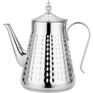 Stainless Steel Hammer Patterned Teapot With Removeable Infuser,Loose leaf cover,Silver
