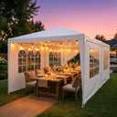 HOTEEL 10x20FT Party Tent Outdoor Large Backyard Canopy with 6 Removable Sidewalls, 2 Zipper Doors, 12 Ropes and 24 Stakes for 20-30 People, Carpas para Fiestas for Wedding Patio, White
