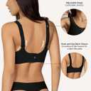 Support Bra Seamless Wireless Comfort Bralette No Underwire Push Up Strappy Wirefree Padding Lifting Vneck Comfy Moisture Wicking Tshirt Bra (Black, XXL)