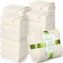 Buryeah 24 Pack Oeko-Tex Certified Wedding Flannel Throw Blanket Bulk 50 x 60 Inch Soft Fleece Lap Blanket with Thank You Cards Ribbon for Guests Sleepover Spa Slumber Gifts (Cream White)
