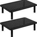 FURWOO 2 Pack Laptop Stand Desk Monitor Stand for Computer Printer Notebook 3 Height Adjustable Laptop Riser for Office Home School Black