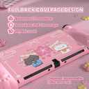 playvital Protective Case for Nintendo Switch OLED with Extra Stand - Cherry Blossoms Kitten Dockable Hard Shell Cover + Silicone Grips for Switch OLED with Thumb Grips, Shockproof - Pink