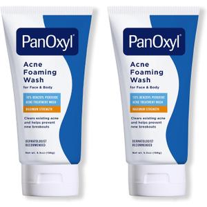 PanOxyl Acne Foaming Wash Benzoyl Peroxide 10% Maximum Strength Antimicrobial, 5.5 Oz (Pack of 2)