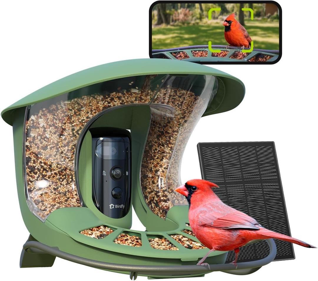 Birdfy 2 Smart Bird Feeder with Camera, Dual-Lens, Solar-Powered, Wireless Birdwatching, Permanent AI Identify 6000+ Bird Species & Motion Detection, Gift Present