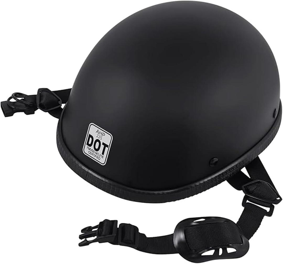 DOT Approved Beanie Motorcycle Half Helmet,Ultra-Thin Low Profile Skull Cap,German Style Novelty Small Helmet for Chopper Moped Scooter Motorbike Electric Bicycle (Medium, Matte Black)