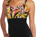 Speedo Women's Swimsuit One Piece Adjustable Square Neck Moderate Cut (10)