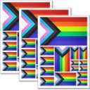 QQSD Progress Rainbow Gay Pride Flag Sticker LGBTQ Decal in Multiple Sizes, 3 Pack, 11.7 x 8.3 Inches