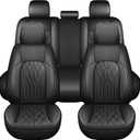 Huidasource Car Seat Covers Full Set, Leather Vehicle Cushion Covers, Universal Fit for Most Car SUV Pickup Truck, Fit for Acura Honda City Nissan Altima Mazda Hyundai Audi A3 A4(Full Set/Black)