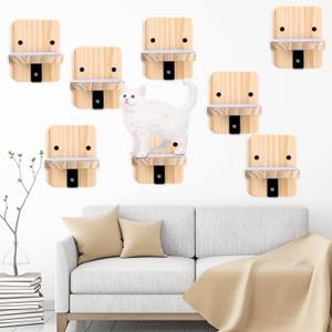 8 Pack Cat Wall Steps Climbing Shelf Wall Mounted Cat Stairs Scratcher Pad for Cats Perch Platform Supplies