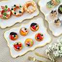 Havawish 24 Pcs 9" x 13" Gold Disposable Paper Serving Trays and Platters Food Platters for Parties White Trays Cupcake Platter Bandejas Decorativas para Fiestas for Birthday Party Weddings