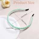 4 x MTLEE 6 Pcs Beaded Headbands for Women Sparkly Crystal Non Slip Thin Beaded Hairbands for Women's Hair Colorful Fashion Handmade Gift Hair Hoop Accessories(Green)