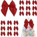 LiBongTa 4 Inch Red Gift Bow Satin Ribbon Bows for Crafts, Pre-Tied Bows, Twist Tie Bow for Treat Bags, Premade Decorative Bow, Wrapping Bows for Presents, Wedding, Baby Shower-24 Counts