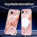 for iPhone Air Case/iPhone 17 Air Case,[Compatible with MagSafe][Magnetic Invisible Ring Stand],Shockproof Protective Slim Women Girl Cover for Apple iPhone 17 Air6.5 inch,Pink Gold Marble