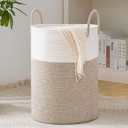 Woven Rope Laundry Hamper Basket, 58L Tall Laundry Basket, Baby Nursery Hamper for Blanket Storage in Bedroom-Large-Brown