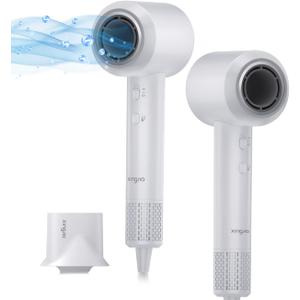 High Speed Ionic Hair Dryer, 1500W, Fast Dry with 110,000RPM High-Speed Brushless Motor, 600M Negative Ions, Blow Dryer Without Heat Damage, Low Noise, for Home Travel with Magnetic Nozzle (White)