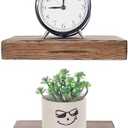 BGMG Small Wood Floating Shelves for wall 8 inch,Distressed Rustic Wooden Wall Mount Shelves for Bathroom Living Room Bedroom Kitchen Farmhouse Set of 2-8x6.7x1.25 inch- Walnut