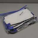 10 Pieces Cotton Canvas Makeup Bag with Bottom and Strap, Multi-Purpose Cosmetic Bag with Zipper Travel Toiletry Pouch, Blank DIY Craft Bag (White&Blue, S)