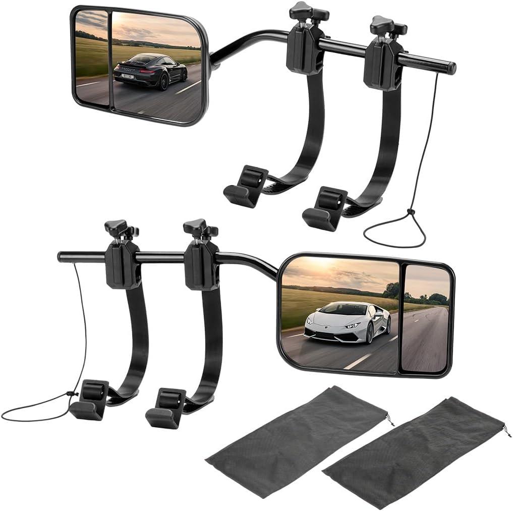 Universal Clip on Towing Mirrors Extensions for Towing, 360 Degree Adjustable Rotation Side Mirror Extenders for Towing, Convex Rearview Mirror, Tow Mirrors for Car Truck Trailer RV SUV, 2 Pack