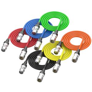 6 Pack 6FT Professional XLR Cables, Noise Free and Long-Lasting XLR Microphone Cable, All Copper Conductors Balanced Male to Female Mic Cable for Studio Monitor, Mixer, DMX and More, Colorful