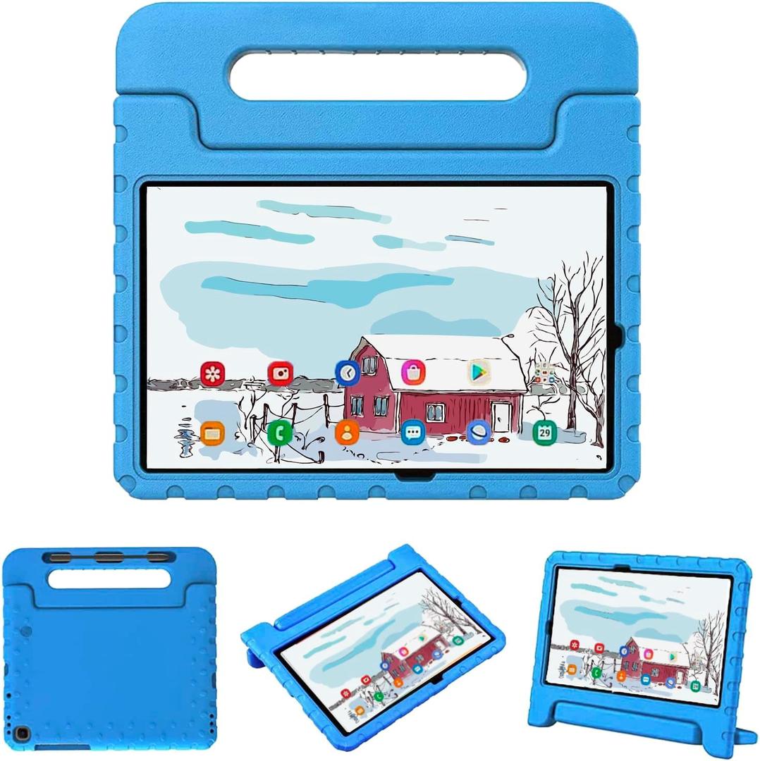 Kids Case for Samsung Galaxy Tab S6 Lite 10.4 inch 2024/2020/2022 Release, Model SM-P625/SM-P620, SM-P610/P615, SM-P613/SM-P619, with S Pen Slot Shockproof Light Foldable Handle (Blue)