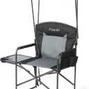 Oversized Camping Chairs with Canopy Foldable Directors Chair with Side Table & Pockets Portable Adults Heavy Duty Outdoor Folding Chairs for Lawn, Beach, Picnic, Sports and Fishing, Supports 500lbs