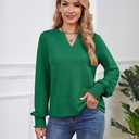 Womens Tops Dressy Casual Long Sleeve Shirts Loose V Neck Business Work Tunic Blouses (Green, S)