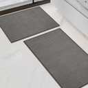Chakme 2 Piece Bathroom Rug Sets, Ultra Thin Bath Mat Quick Dry, Absorbent, Non Slip, Machine Washable, Dark Grey, 17" x 24"