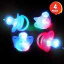 ArtCreativity Light Up LED Pacifier Toys - Set of 4 - Flashing Rave Binkies for EDM Party and Concert - 100% Non-Toxic - Batteries Included - Gag Joke Gift - Binky Party Favors for Kids and Adults