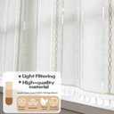 Sutuo Home Ivory Boho Curtain 52W x 36L inch White Striped Light Filtering Short Valance Tier, 1 Panel Embroidery Bohemian Farmhouse Country Kitchen Window Treatment Decor for Small Closet