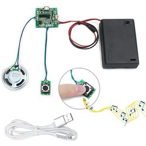 Sound Module Button Control Music Voice Player Programmable Talk Chip Musical 8MB MP3 WAV USB Downloadable with AA Battery Box + USB Cable for DIY Audio Cards Christmas Creative Gift