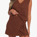 Fisoew Womens 2 Piece Crochet Swimsuit Cover Ups Sleeveless V Neck Tank Tops Wrap Skirt Sets Beach Vacation Outfits Size L