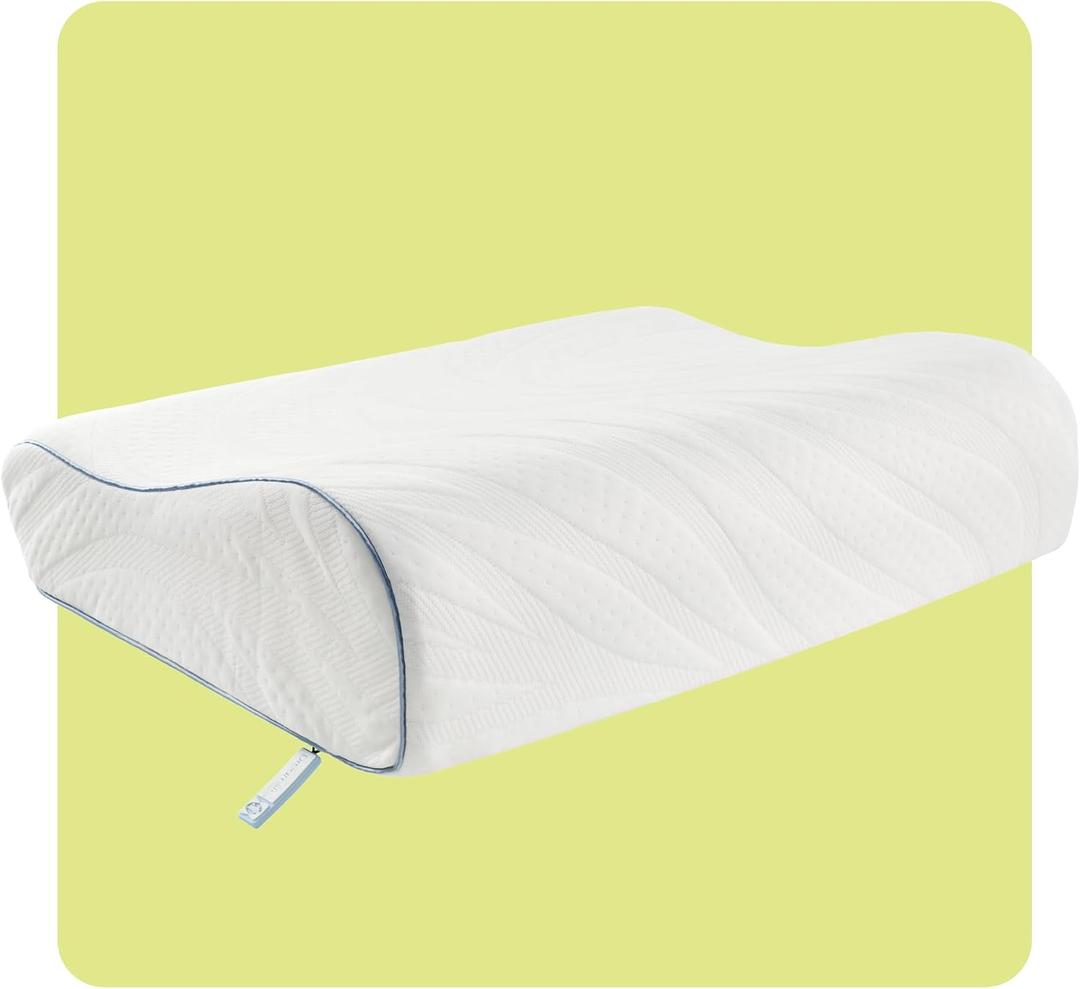 SEALY Dreamlife Standard Size Contour Memory Foam Pillow with Surface Guard Technology, Removable Machine-Washable Cover, Queen