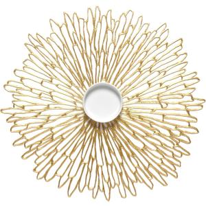 Chilewich Set of 8 - Pressed Bloom Placemats in Gilded- Easy Care Openwork Table Mats - Indoor/Outdoor - 15.7" x 15.2" Round Chargers